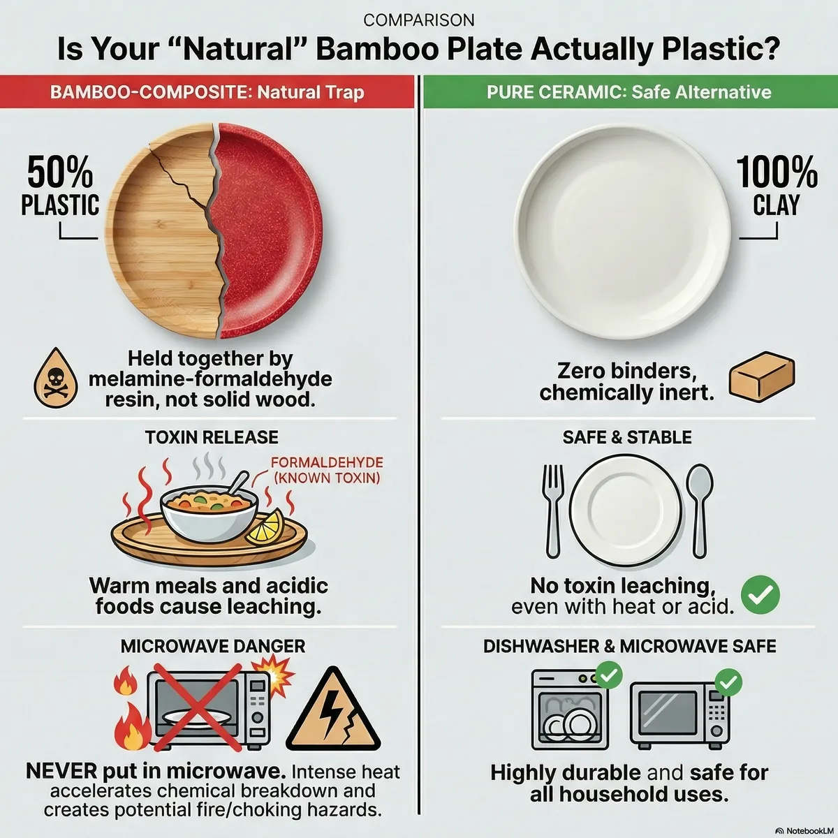 Comparison of a bamboo composite plate and a pure ceramic plate