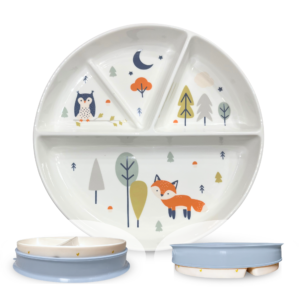 8 inch divided porcelain plates for babies/kids sky mist