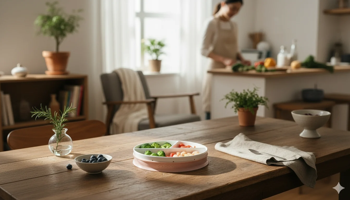 The okiboo divided plate at a family table